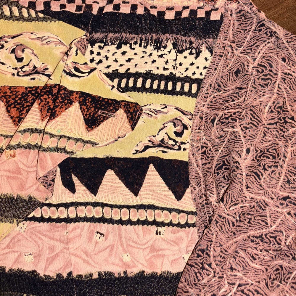 Vintage Susan Burrowes Laura Kieffer Art Knit Wrap Tie Top Boho Southwest - Picture 8 of 8